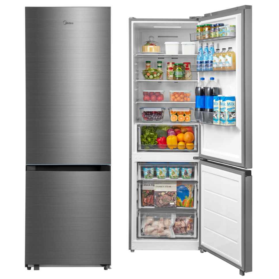 Холодильник Midea MDRB457FGF46ID Серебристый, 239л/105л, инверт.мотор, No Frost, 186х57х59,5