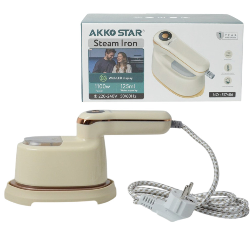 Утюг портативный складной AKKOSTAR AC220V/1100W с керамическим покрытием