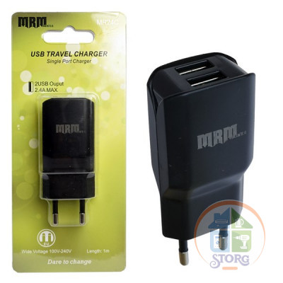 СЗУ MRM MR24 5V/2,4A 2USB Black