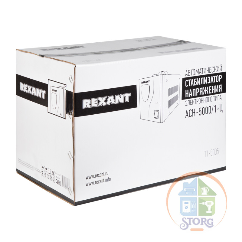 Стабилизатор напряжения релейный REXANT AСН-5000/1-Ц (5 кВт, 140-260В, 12 мес гарантия)