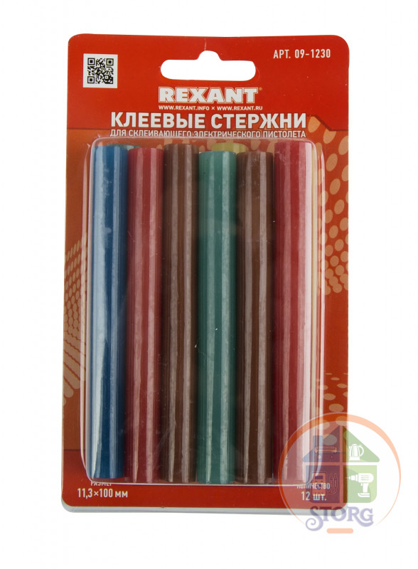 Клеевые стержни 11/100мм  Цветной  (12шт/уп)  Блистер  REXANT