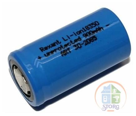 Аккумулятор Rexant Li-ion 18350 unprotected 900 mAH