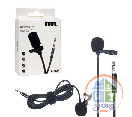 Петличный микрофон (jack 3,5) MRM MC-10 black (1,55м)  10pcs