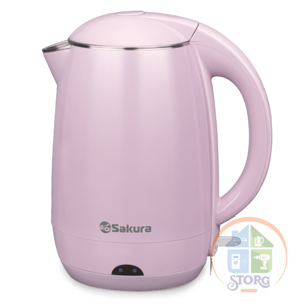 Чайник электрический SAKURA SA-2157P (Розовый; Объем 1.8л; Мощность 2000Вт; Пластиковый; Диск)