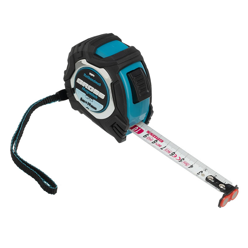 Рулетка Gross Magnetisch, 5м х 19мм, обрезин. корпус,автоматич. фиксация, нейлон. покр.,магн.зацеп