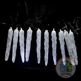 Гирлянда светодиодна S-TORG фигурная "Большая Сосулька Матовая" 50 Led Синий черный кабель