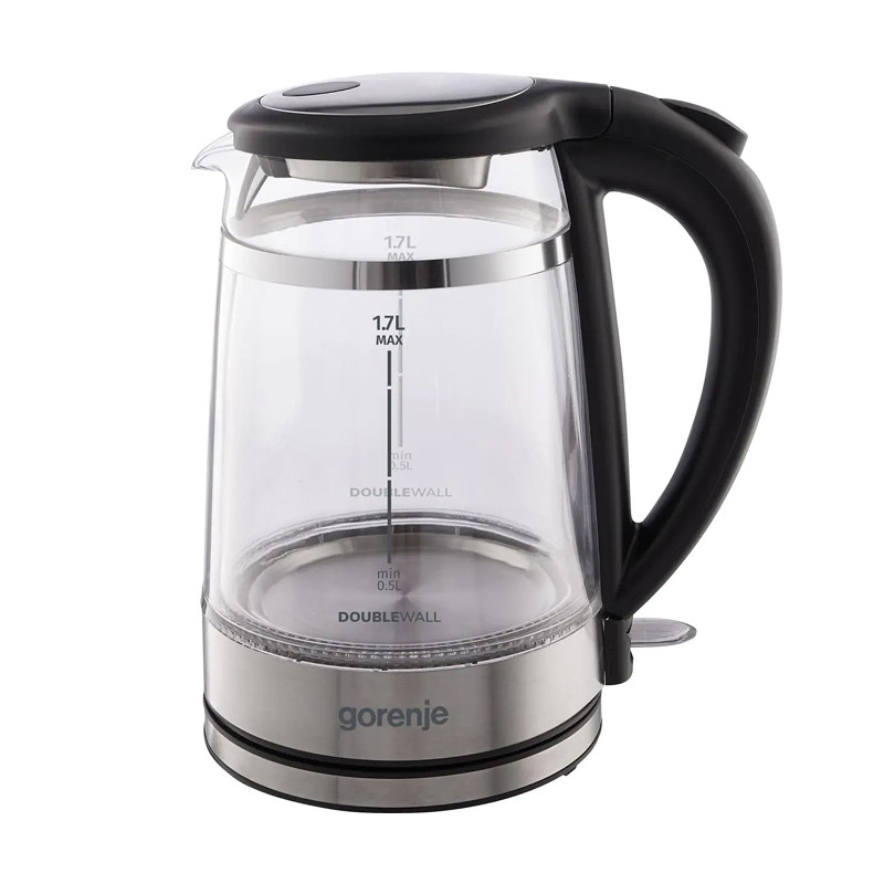 Чайник электрический Gorenje K17GDW 743902 (Черный, 2200Вт, 1,7л, стеклянный)