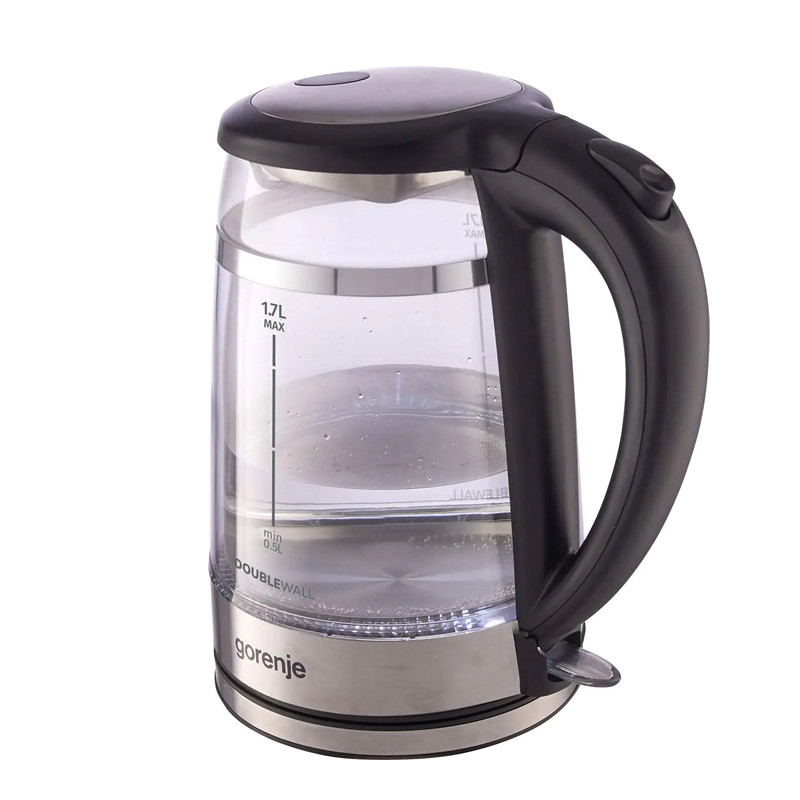 Чайник электрический Gorenje K17GDW 743902 (Черный, 2200Вт, 1,7л, стеклянный)