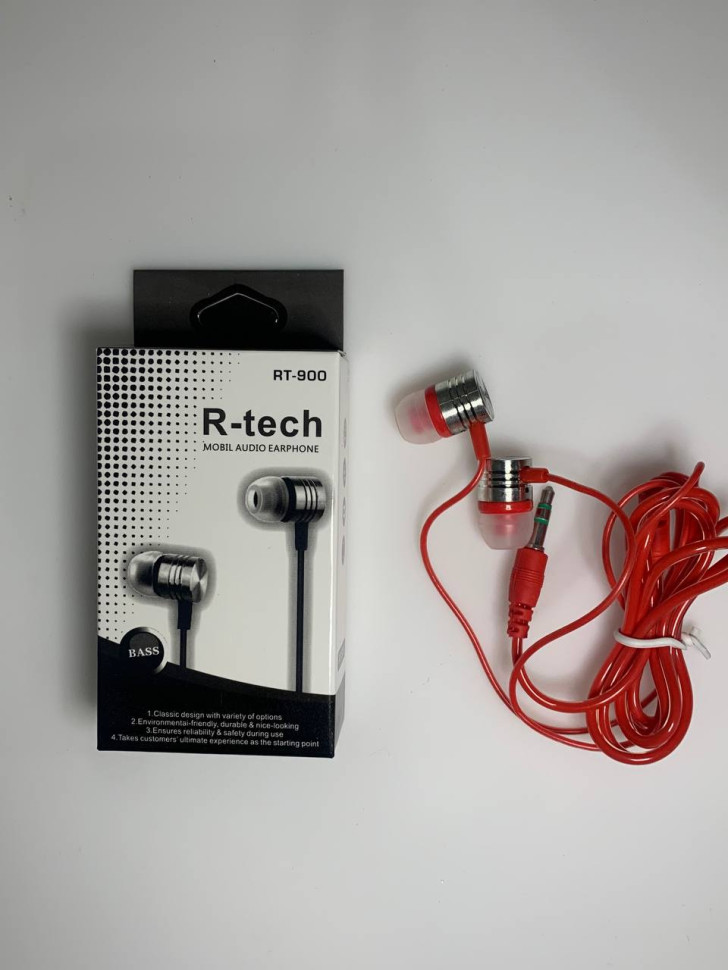 Вакуумные внутриканальные наушники R-Tech RT-900 (Красный)