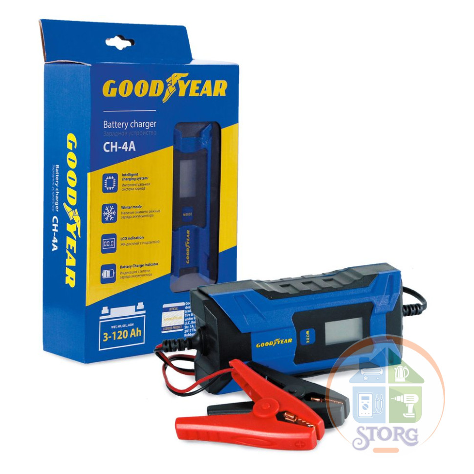 Интеллектуальное зарядное устройство Goodyear CH-4A. (AGM,GEL, до 120А)