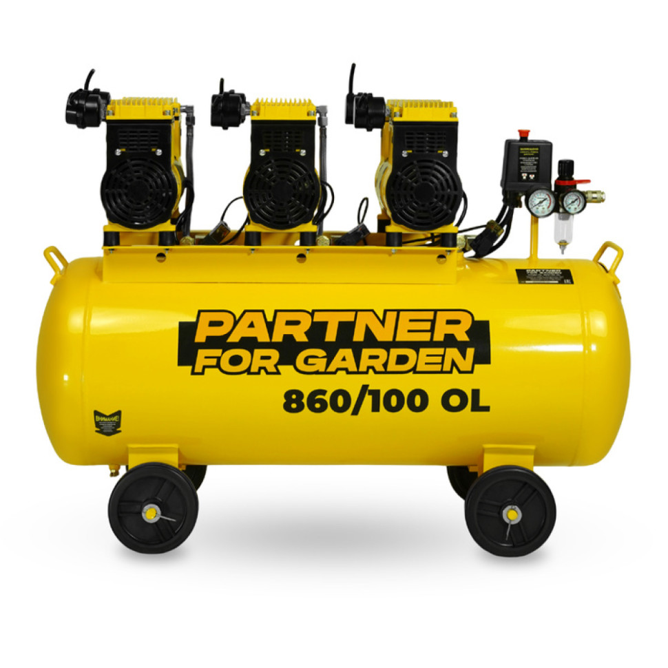 Компрессор Partner 860/100 OL, 4,2 кВт (220 В), 860 л/мин, ресивер 100л, прямой привод, мед.обмотка