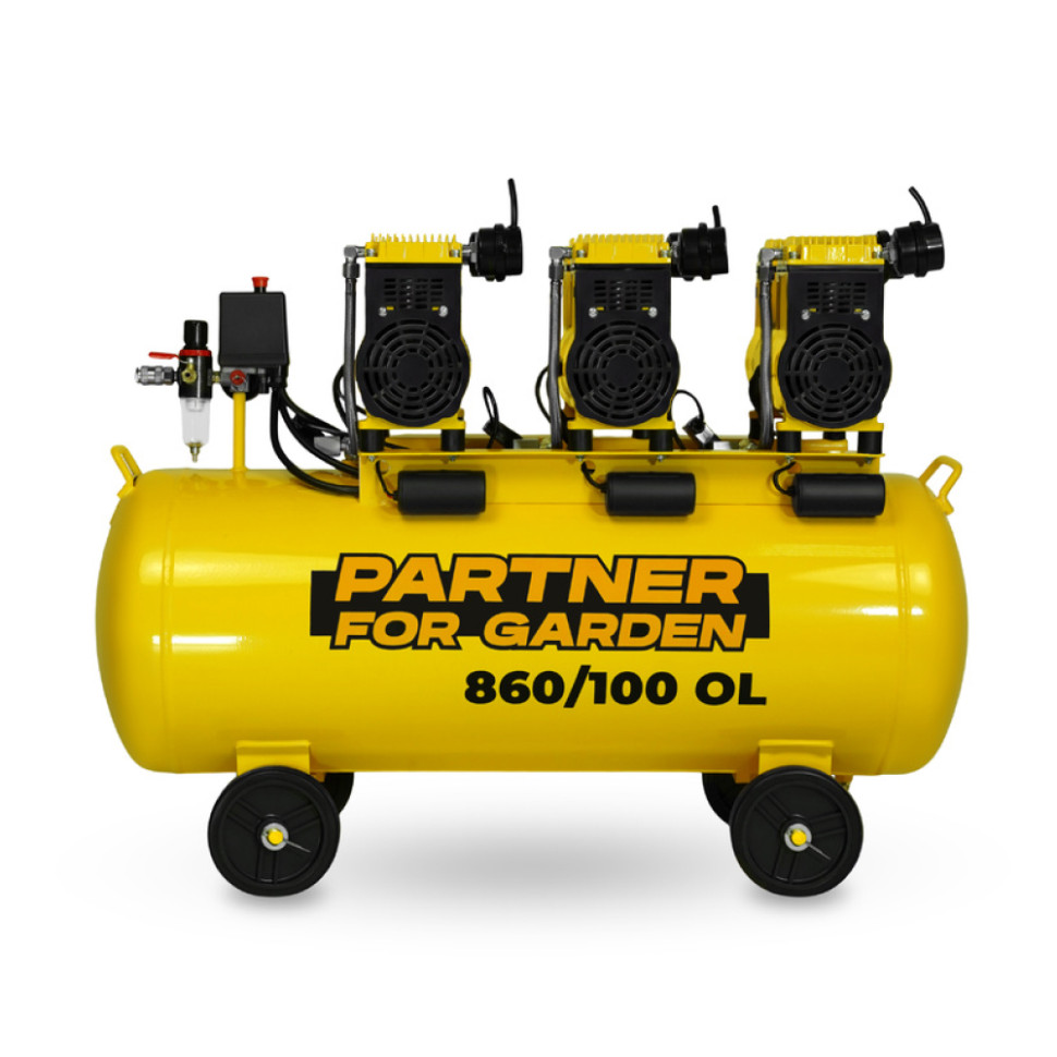 Компрессор Partner 860/100 OL, 4,2 кВт (220 В), 860 л/мин, ресивер 100л, прямой привод, мед.обмотка