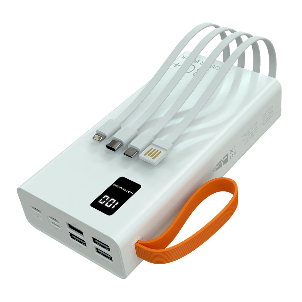 Внешний аккумулятор Power Bank More choice PB22-30 с кабелем 2USB 2.1A - 30000mAh, Белый (4620202550583) Внешний аккумулятор Power Bank More choice PB22-30 с кабелем 2USB 2.1A - 30000mAh, Белый (4620202550583)