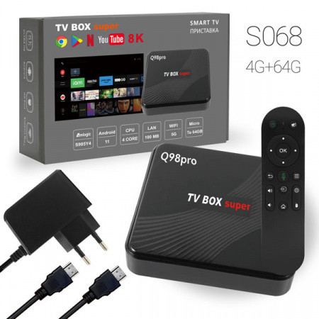 Андройд Приставка Q98pro TV BOX 4G+64G Amlogic S905Y4