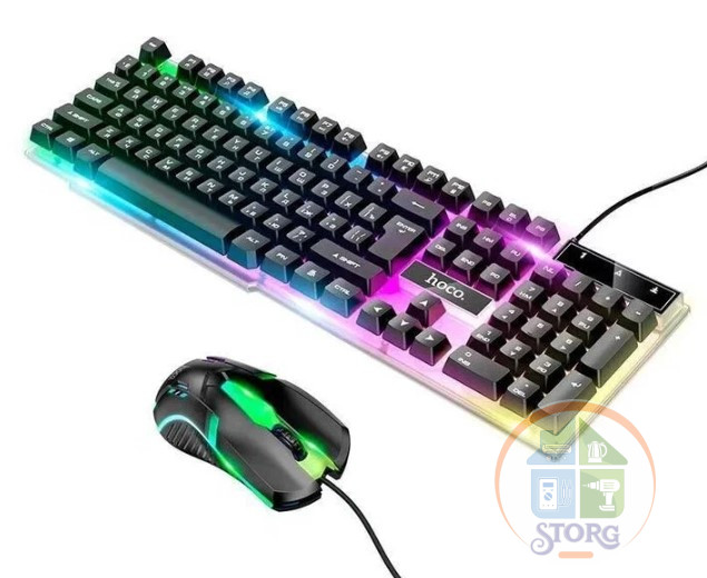 Проводная игровая клавиатура + мышь Hoco GM18 RGB black