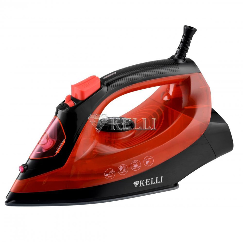 Утюг паровой KELLI KL-1639, 2200Вт, подошва с антипригар.покрытием, самоочистка, сетевой индикатор