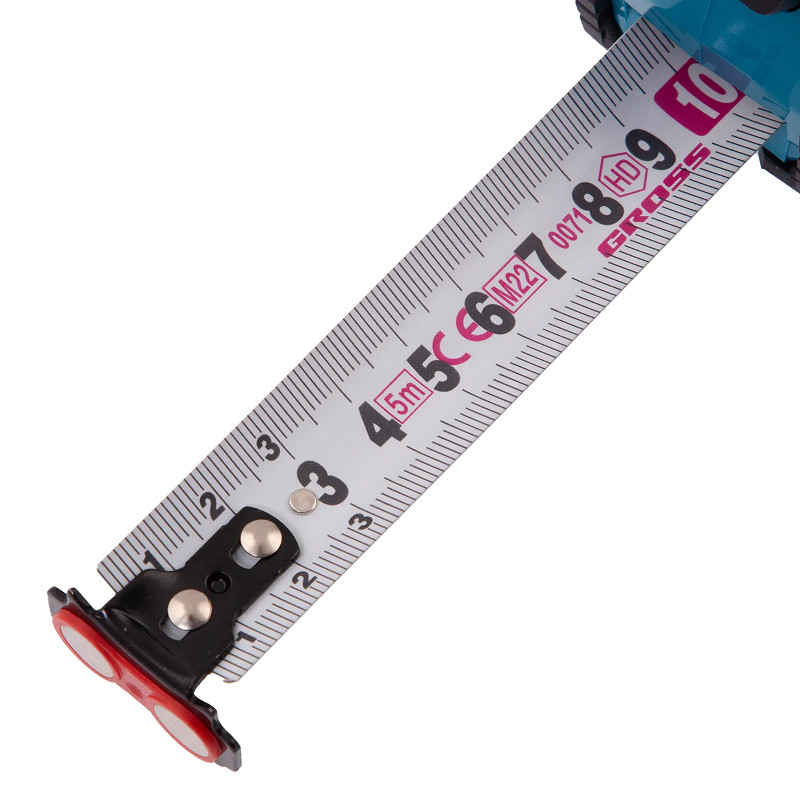 Рулетка Gross Magnetisch, 5м х 25мм, обрезин. корпус,автоматич. фиксация, нейлон. покр.,магн.зацеп
