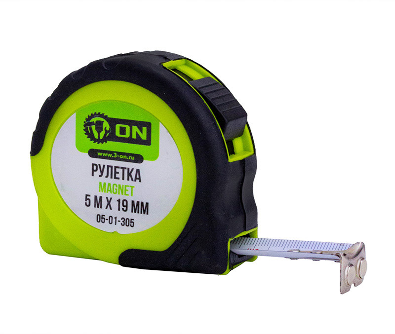 Рулетка ON MAGNET, 5м*19мм, двухкомпонентный корпус, магнит Рулетка ON MAGNET, 5м*19мм, двухкомпонентный корпус, магнит