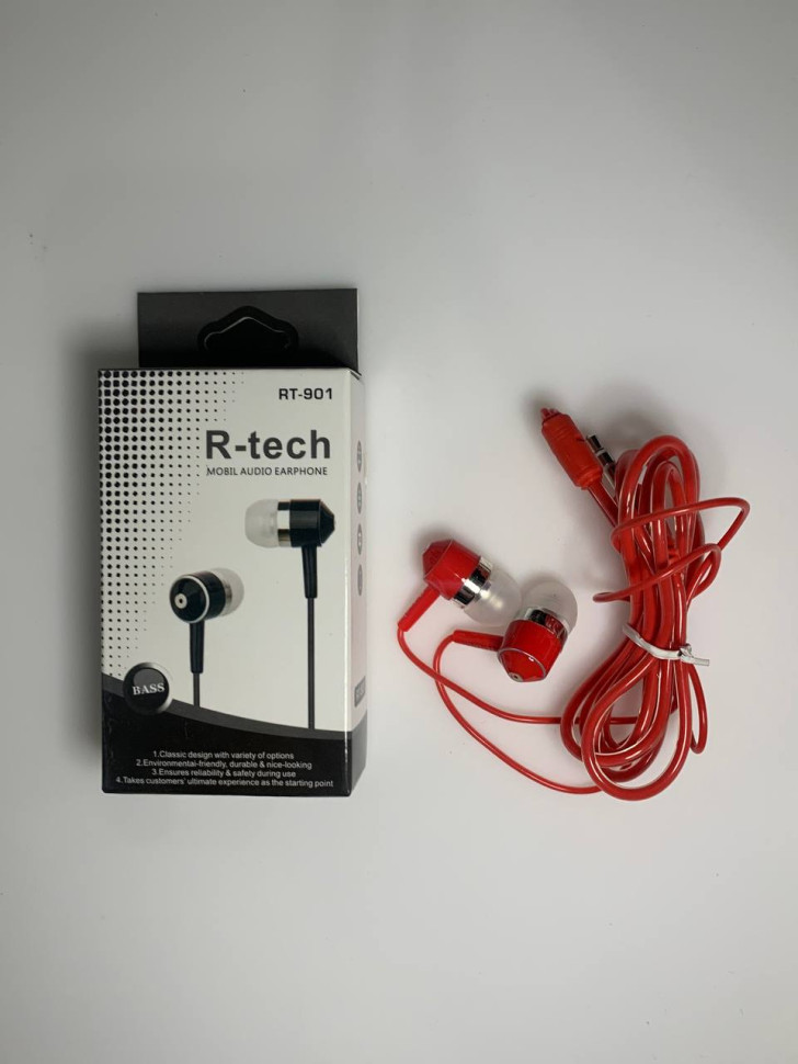Вакуумные внутриканальные наушники R-Tech RT-901 (Красный)