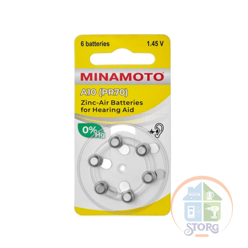 Элемент питания MINAMOTO ZA10/6BL A10 PR70 для слухового аппарата