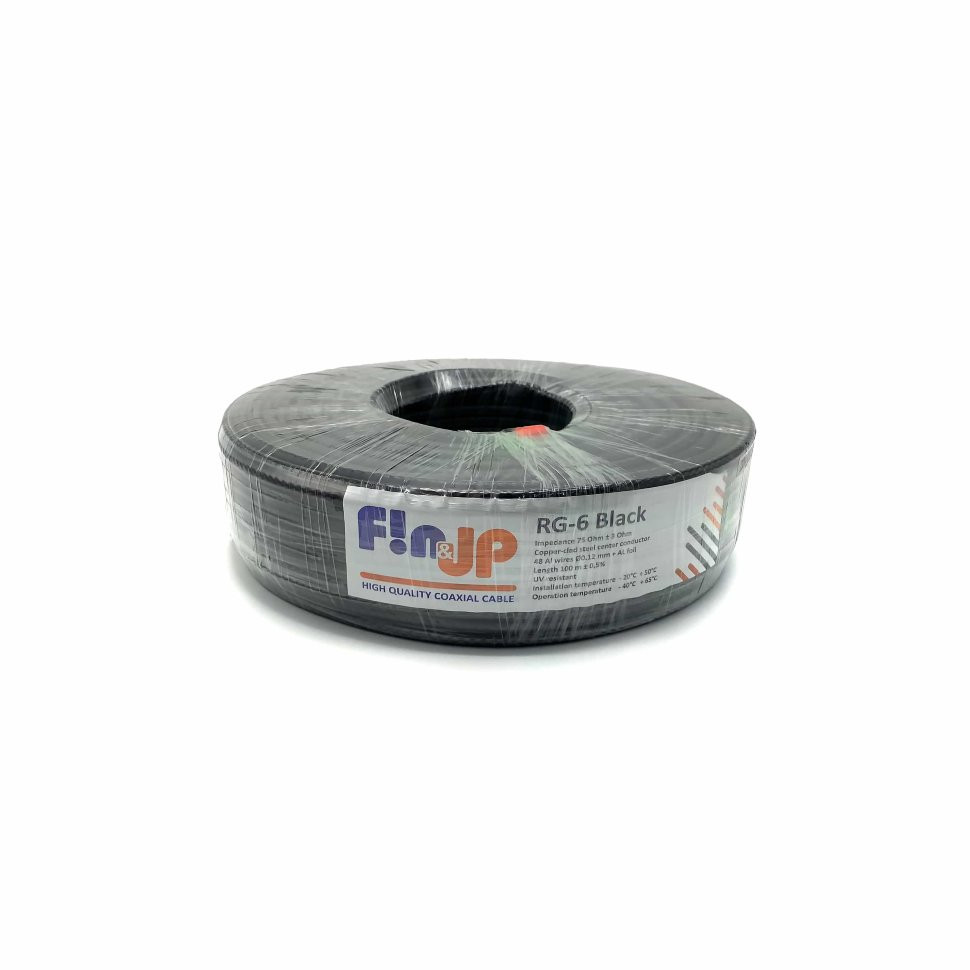 Кабель коаксиальный Finmark Fin&Up RG-6 Чёрный 100м бухта