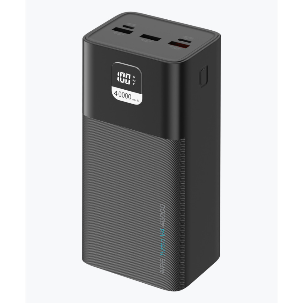 Внешний аккумулятор Power Bank NRG Turbo Deppa V4, 40000мАч, 22,5Вт, LED, 4 порта, Черный 