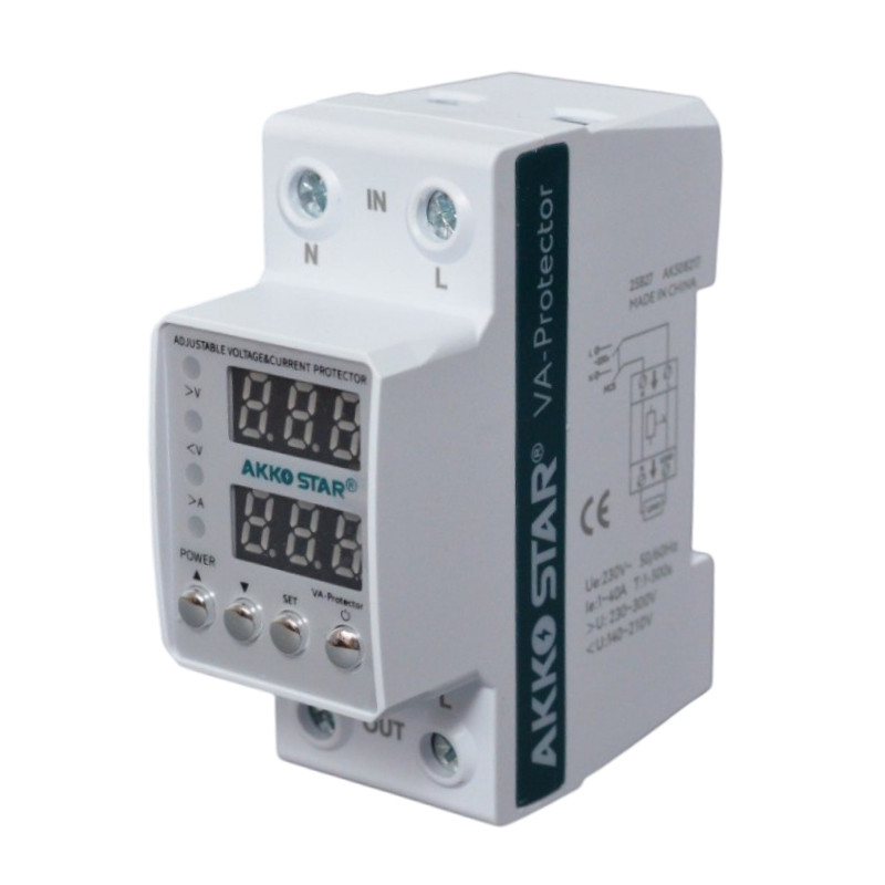 Реле контроля напряжения AKKOSTAR AC 140-210V/230-300V 50/60Hz 1-40A