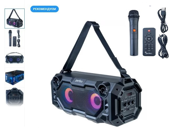 Портативная акустика Perfeo ПАС ”BEAR” 36W EQ, MP3 USB-microSD, AUX, FM, JACK, TWS Черный + бп микр