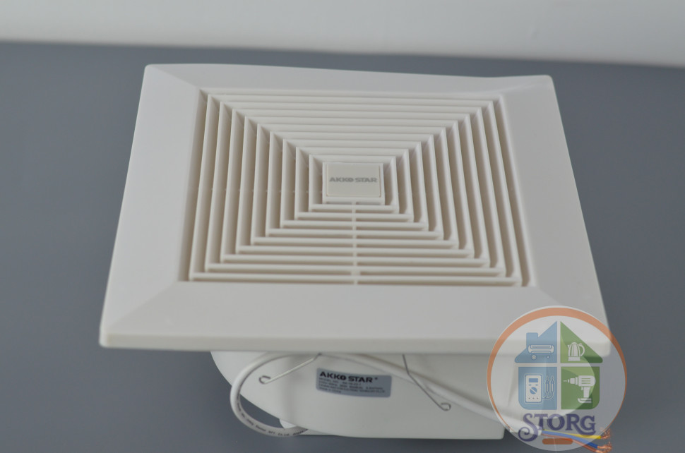 Вентилятор вытяжной бесшумный настенно-потолочный AKKOSTAR AC220V/30W 50Hz 250мм