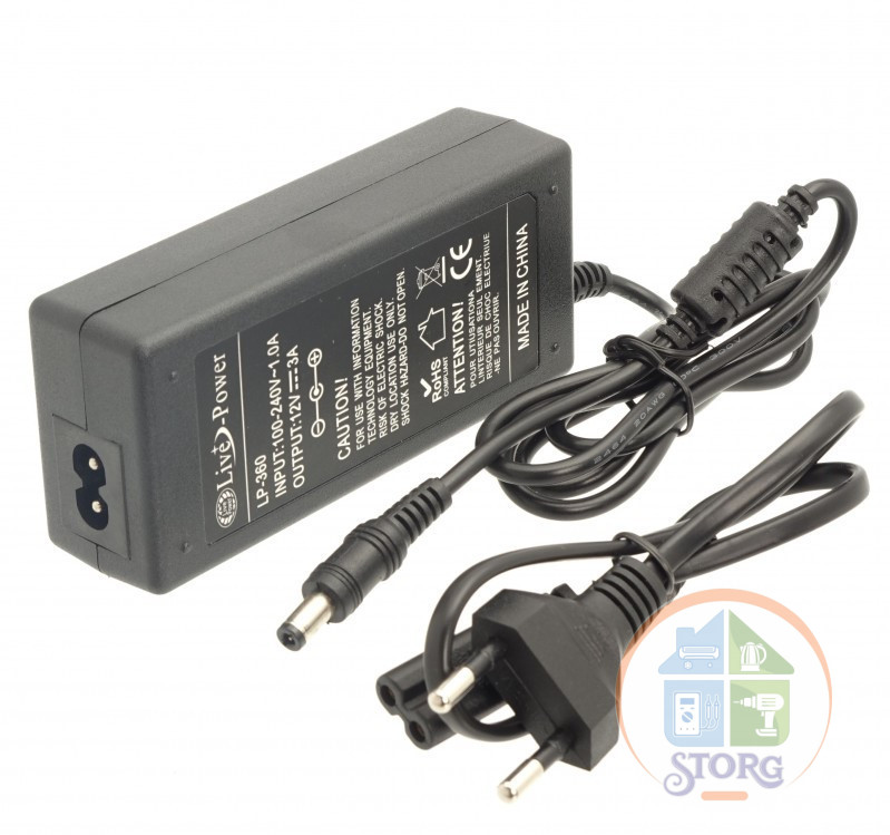 Блок питания импульсный S-TORG LP-360 12V/3A РЕАЛЬНЫЕ 3A  5,5*2,5
