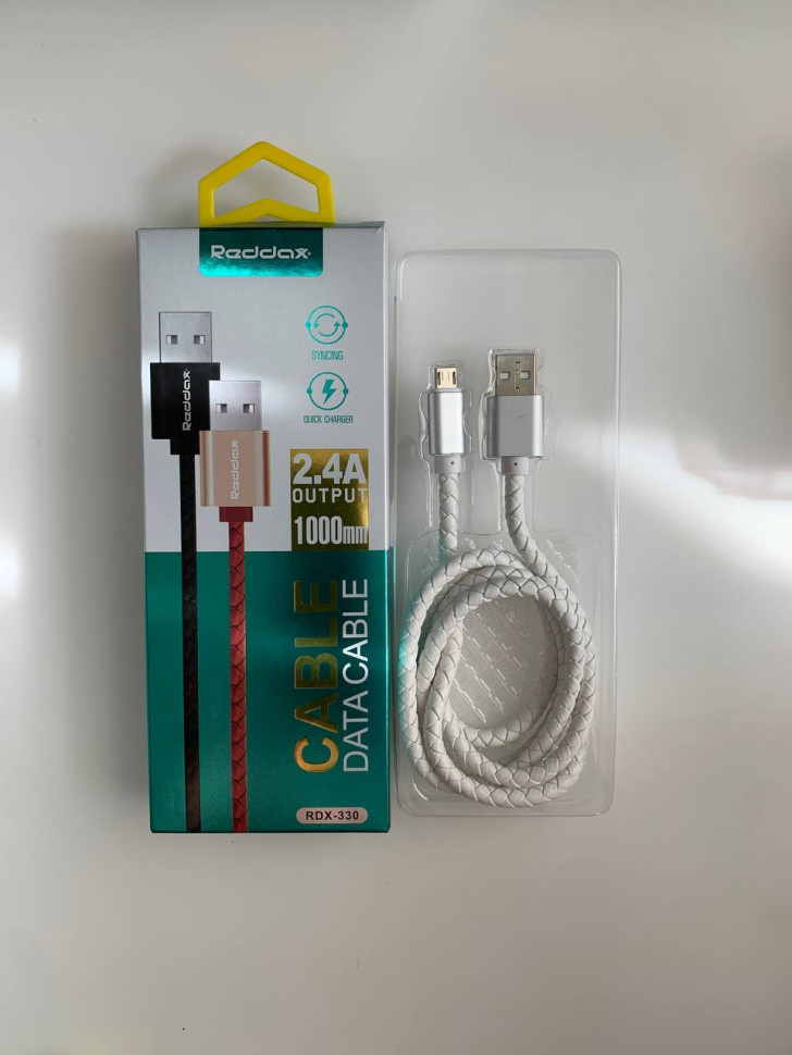 USB кабель Reddax RDX-330 microUSB кожаный белый