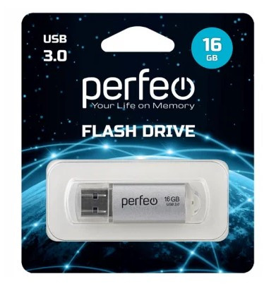 USB флэш-накопитель Perfeo USB 3.0 16GB C14 Silver metal series