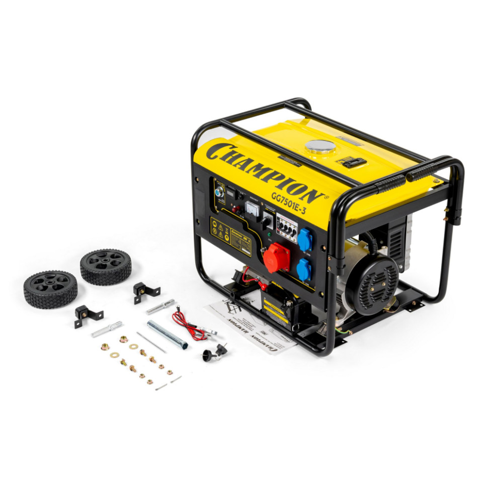 Генератор бензиновый CHAMPION GG7501E-3 (PRO 400/230В, 7.5кВт/8.1кВА, 3-фаз., эл.старт, мед.обмотка) Генератор бензиновый CHAMPION GG7501E-3 (PRO 400/230В, 7.5кВт/8.1кВА, 3-фаз., эл.старт, мед.обмотка)