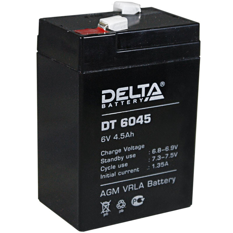 Аккумулятор DELTA  AGM-DT 6045 6v 4.5A (70х47х107)
