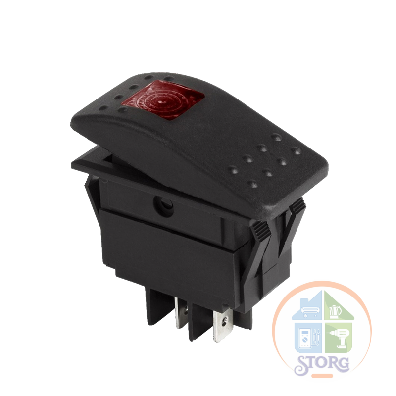 Выключатель REXANT клавишный 12V 35А (4с) ON-OFF красный  с подсветкой