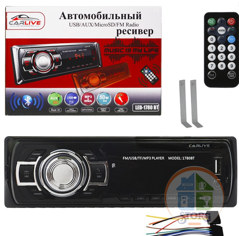 Автомагнитола Carlive  LED-1780 BT (BLUETOOTH, 4*50Вт, с пультом, USB и SD карт,AUX.LED подсветка