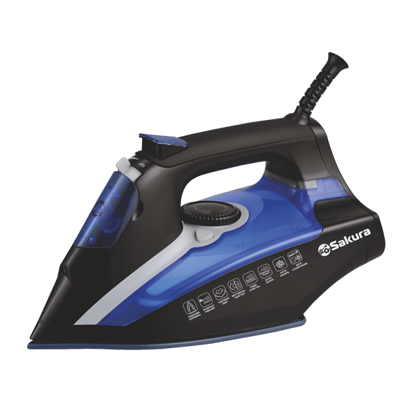 Утюг SAKURA SA-3061CBL Premium, 2600Вт, керам. подошва, самоочистка, пар.увлажн, объем 400мл Утюг SAKURA SA-3061CBL Premium, 2600Вт, керам. подошва, самоочистка, пар.увлажн, объем 400мл