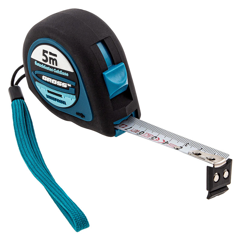Рулетка Gross "Ergonomisch", 5 м x 19 мм, магнитный обрезиненный зацеп.