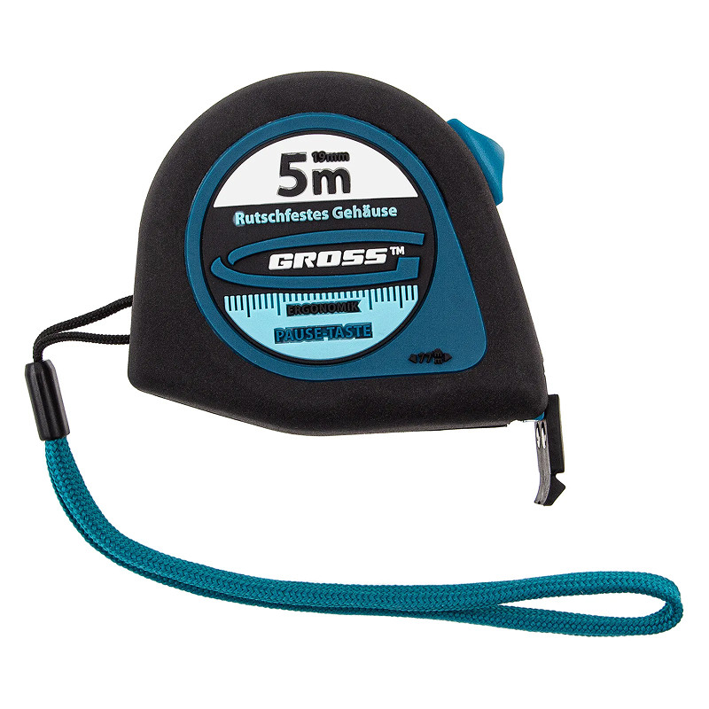 Рулетка Gross "Ergonomisch", 5 м x 19 мм, магнитный обрезиненный зацеп.