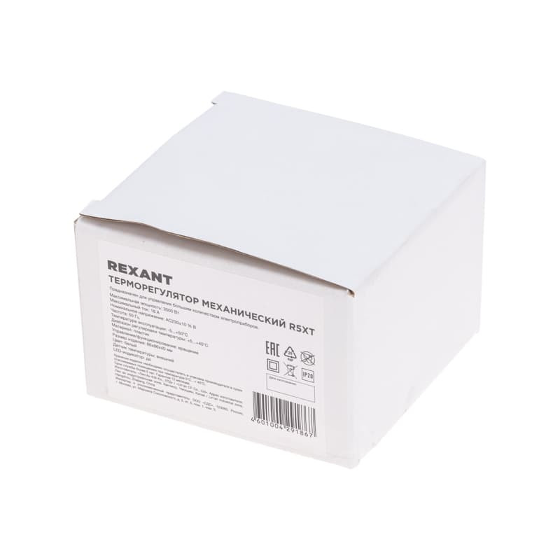 Терморегулятор механический REXANT R5XT 3,5кВт, с LED-индикатором, белый