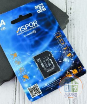 Карта памяти Aspor microSDHC 4GB Class10 + adapter