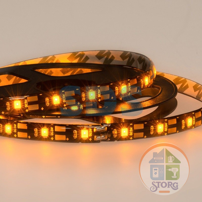 Светодиодная лента LED, с USB коннектором 5 В, 8 мм, IP65, SMD 2835, 60 LED/m, цвет свечения желтый