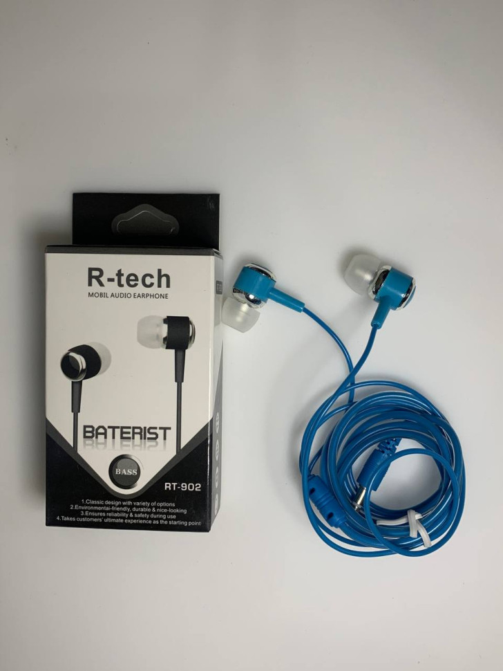 Вакуумные внутриканальные наушники R-Tech RT-902 (Голубой)