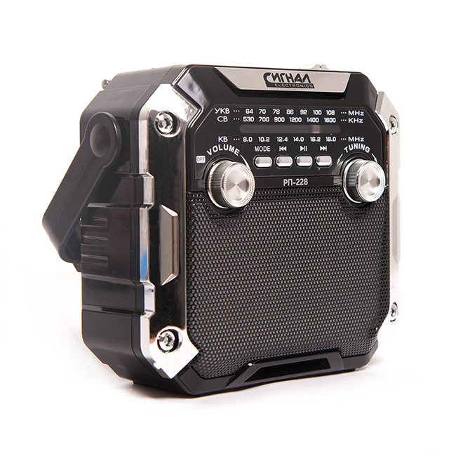 Радиоприемник "Сигнал РП-228", УКВ 64-108МГц, 220V, акб 1200mA/h, USB/microSD/AUX, свет.фон.,дискосв