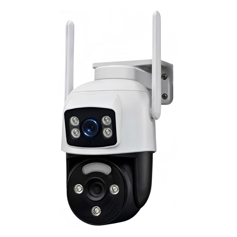 IP-Камера уличная AKKOSTAR 2-камеры 2х300MP, 3Мп, IP66, ИК‑подсветка, Wi‑Fi, 2 антенны, 2-сторон. св