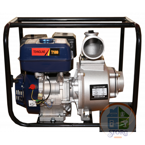 Мотопомпа бензиновая Tehnoline T100 (13HP), 13.0 л.с, 78 куб.м/ч, в.п.35 м, мет распредв