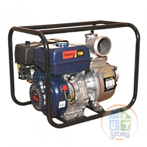 Мотопомпа бензиновая Tehnoline T100 (13HP), 13.0 л.с, 78 куб.м/ч, в.п.35 м, мет распредв