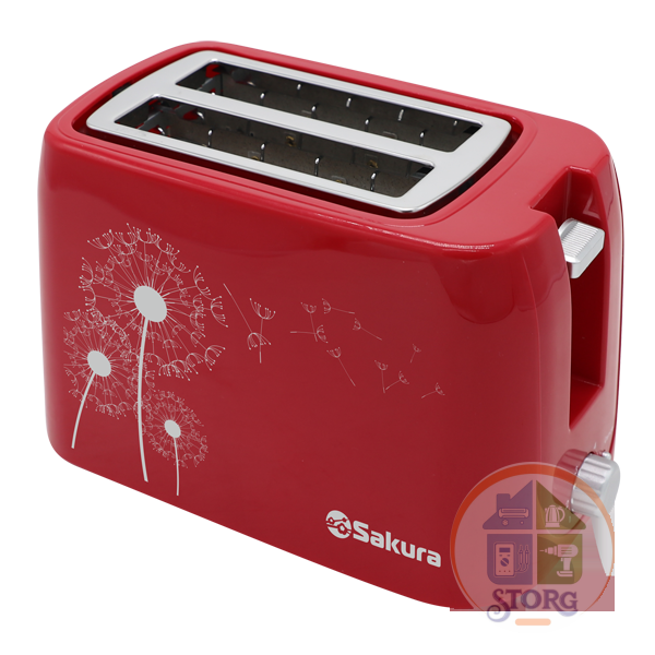 Тостер SAKURA SA-7608R, 750Вт, красный, 5 степеней прожарки, автомат подача хлеба