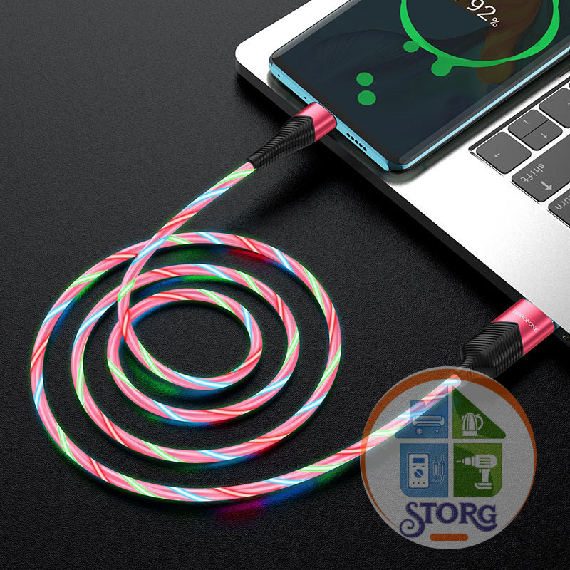 Кабель RGB многоцветный USB Borofone BU19 Streamer Micro 1000mm (red)