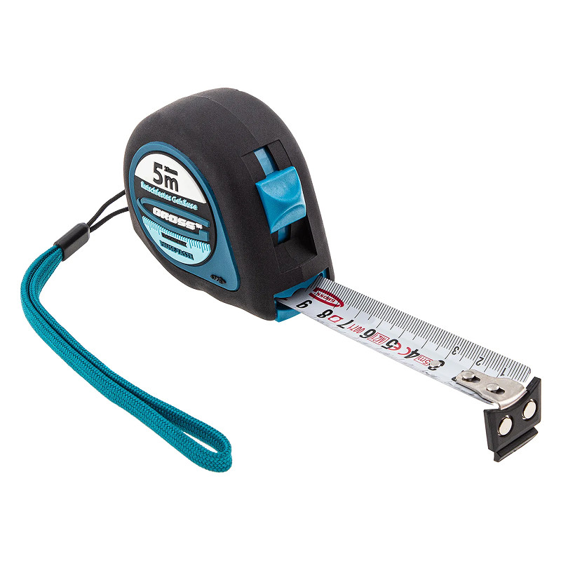 Рулетка Gross "Ergonomisch", 5 м x 25 мм, магнитный обрезиненный зацеп.